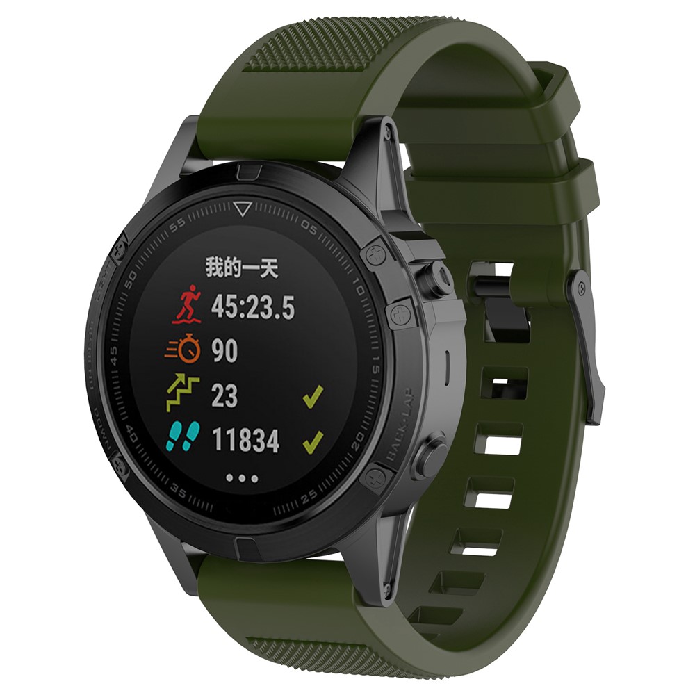 Twill Texture Silicone Watch Strap Replacement for Garmin Fenix5/Forerunner 935/Quatix5/Quatix5 Sapphire/Approach S60 - Blackish Green-3