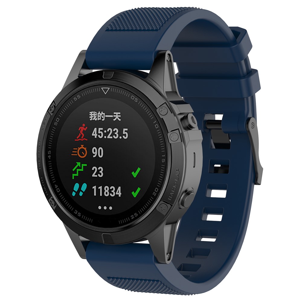 Twill Texture Silicone Watch Sports Strap for Garmin Fenix5/Forerunner 935/Quatix5/Quatix5 Sapphire/Approach S60 - Dark Blue-3