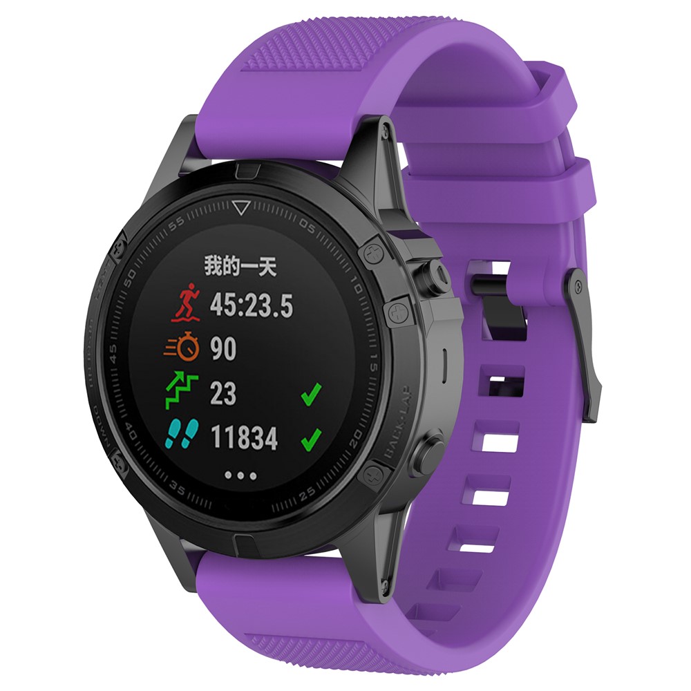 Twill Texture Silicone Watch Wrist Band for Garmin Fenix5/Forerunner 935/Quatix5/Quatix5 Sapphire/Approach S60 - Purple-3