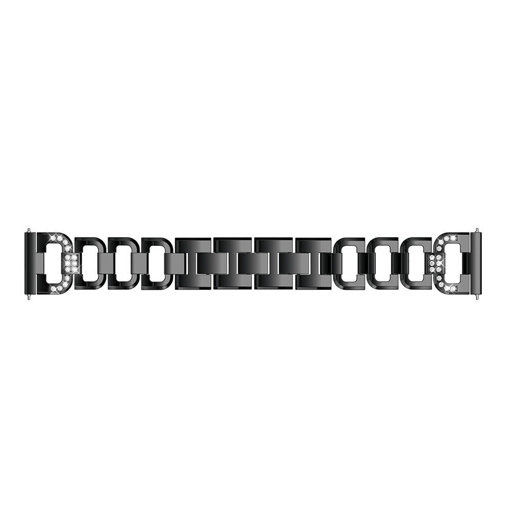 D-shape Rhinestone Decor Alloy Watch Band for Fitbit Versa - Black-4