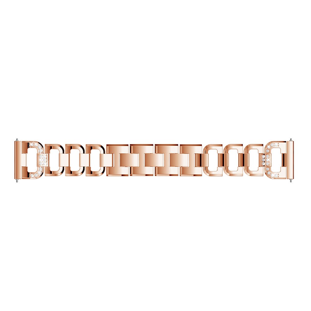 Alça De Pulso Da Faixa Do Relógio Da Liga Da Decoração Do Cristal De Rocha Da D-forma Para O Versa Do Fitbit - Rosa Ouro-4