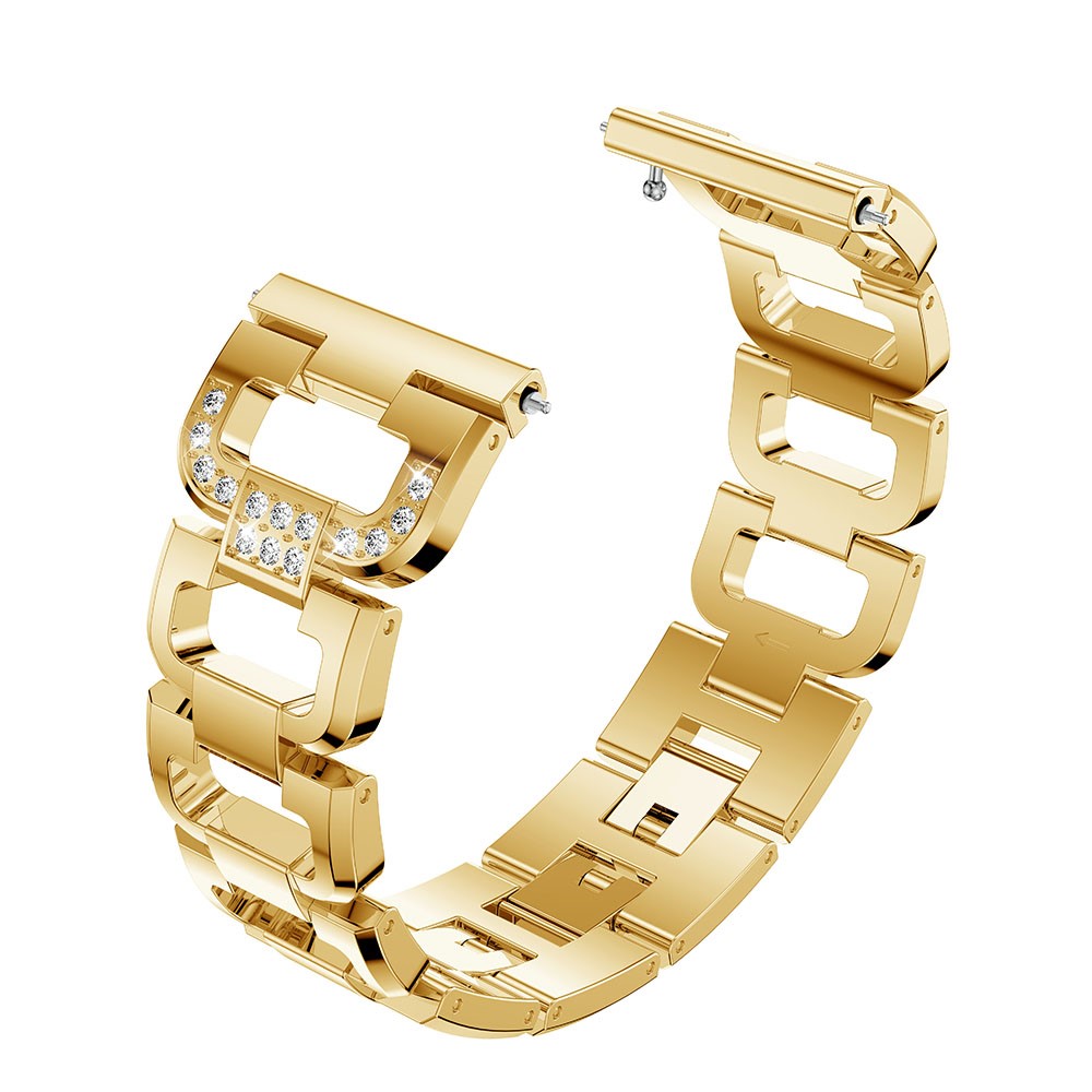 D-shape Rhinestone Decor Alloy Watch Strap Bracelet Replacement for Fitbit Versa - Gold-1