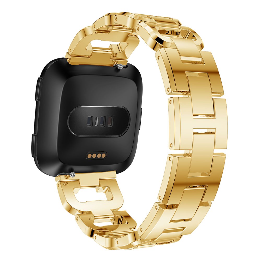 D-shape Rhinestone Decor Alloy Watch Strap Bracelet Replacement for Fitbit Versa - Gold-3
