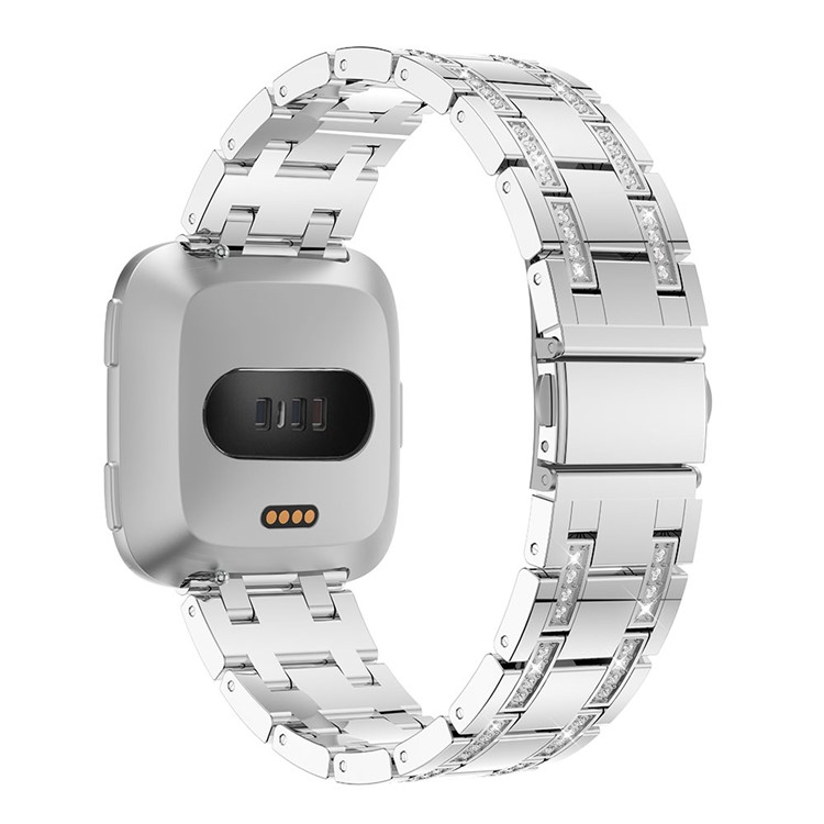 H-shape Rhinestone Decor Alloy Watch Strap for Fitbit Versa - Silver-1