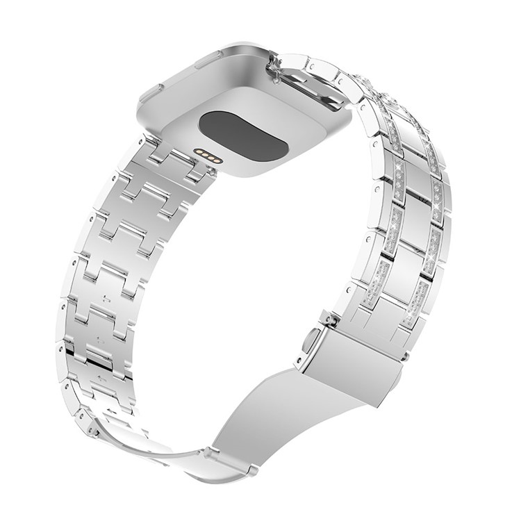 H-shape Rhinestone Decor Alloy Watch Strap for Fitbit Versa - Silver-4