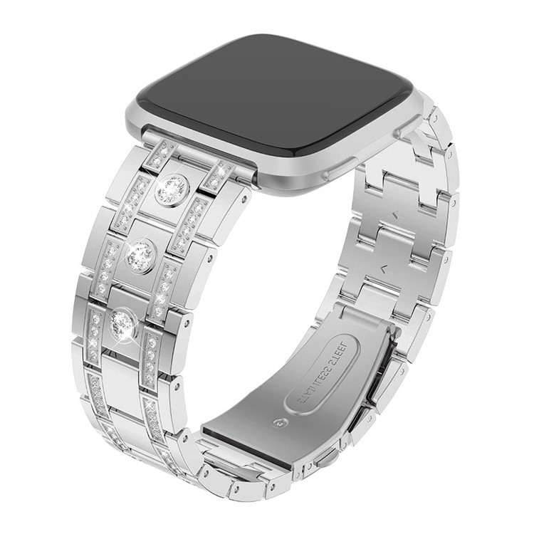 H-shape Rhinestone Decor Alloy Watch Strap for Fitbit Versa - Silver-6