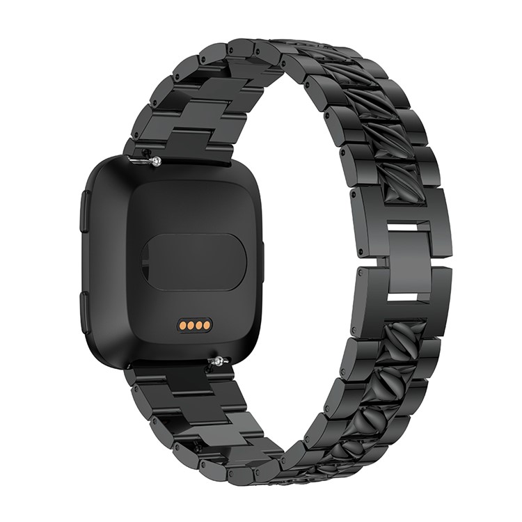 Stylish Rhinestone Decor Alloy Watch Band for Fitbit Versa - Black-1