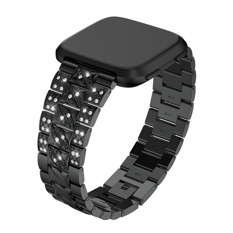 Stylish Rhinestone Decor Alloy Watch Band for Fitbit Versa - Black-2