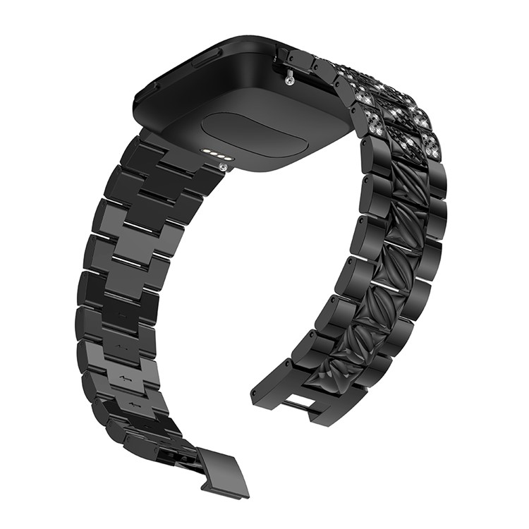 Stylish Rhinestone Decor Alloy Watch Band for Fitbit Versa - Black-4