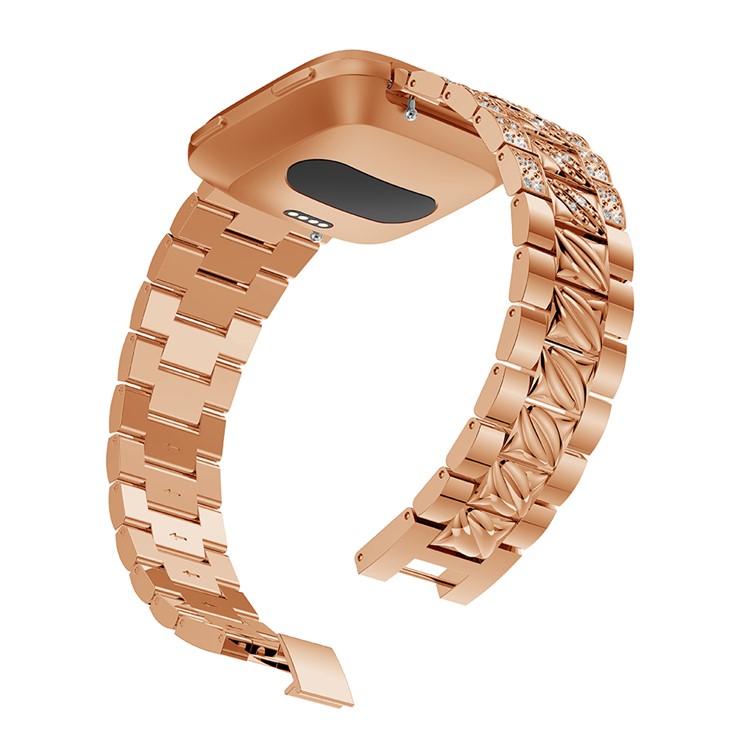 Stylish Rhinestone Decor Alloy Watch Band Replacement for Fitbit Versa - Rose Gold-4