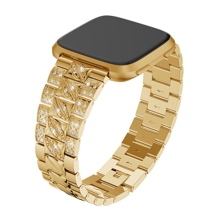 Substituição Elegante Da Correia De Relógio Da Liga Do Cristal De Rocha Da Decoração Para O Verso Do Fitbit - Ouro-2