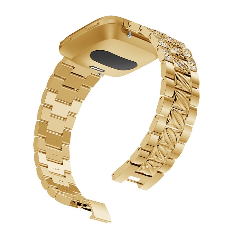 Substituição Elegante Da Correia De Relógio Da Liga Do Cristal De Rocha Da Decoração Para O Verso Do Fitbit - Ouro-4