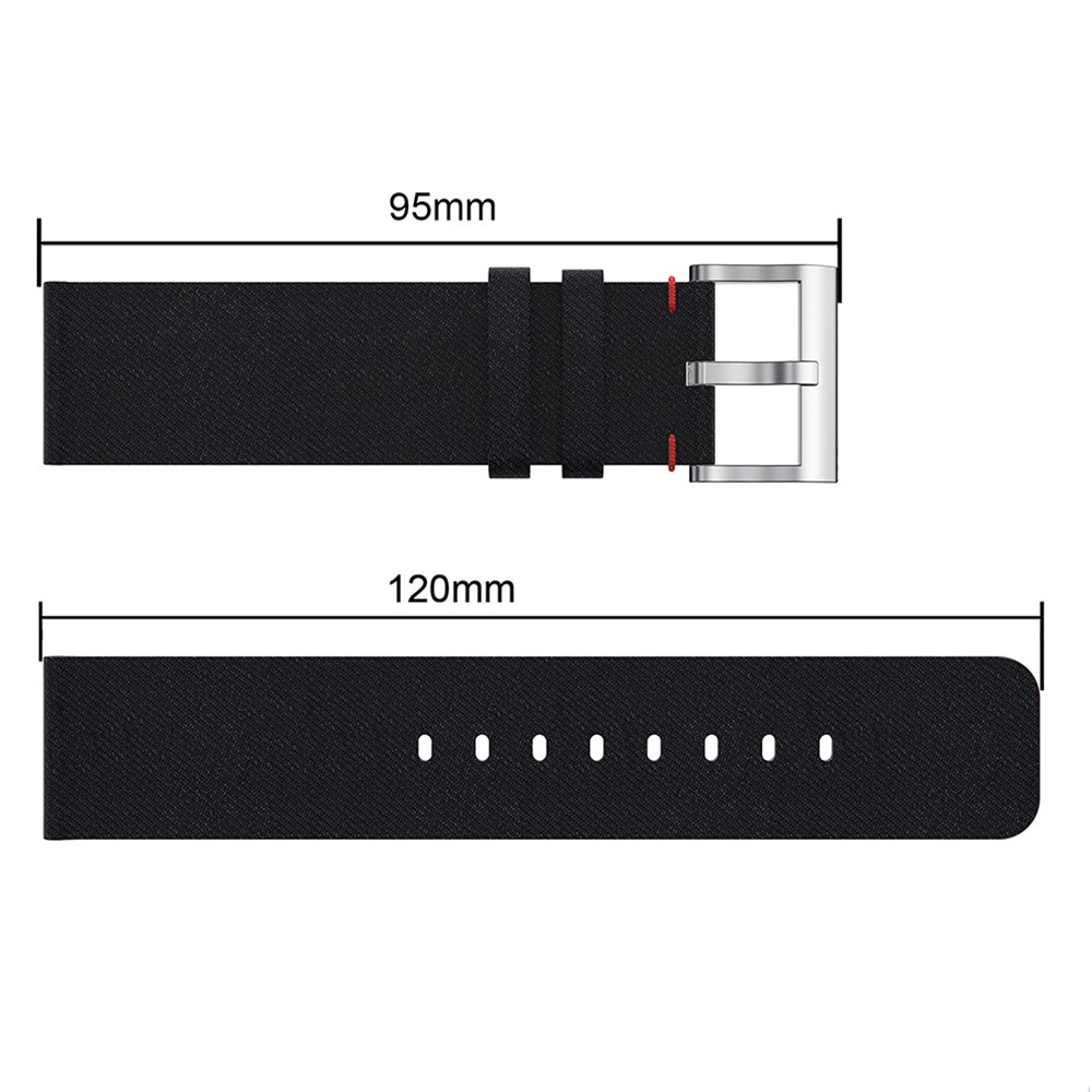 Classic Buckle Jeans Cloth Watch Band for Fitbit Versa - Black-3