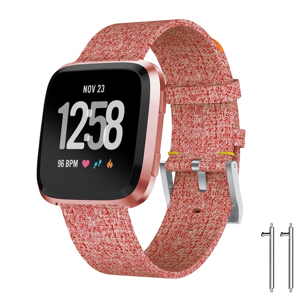 Classic Buckle Jeans Cloth Watch Strap for Fitbit Versa - Orange-2