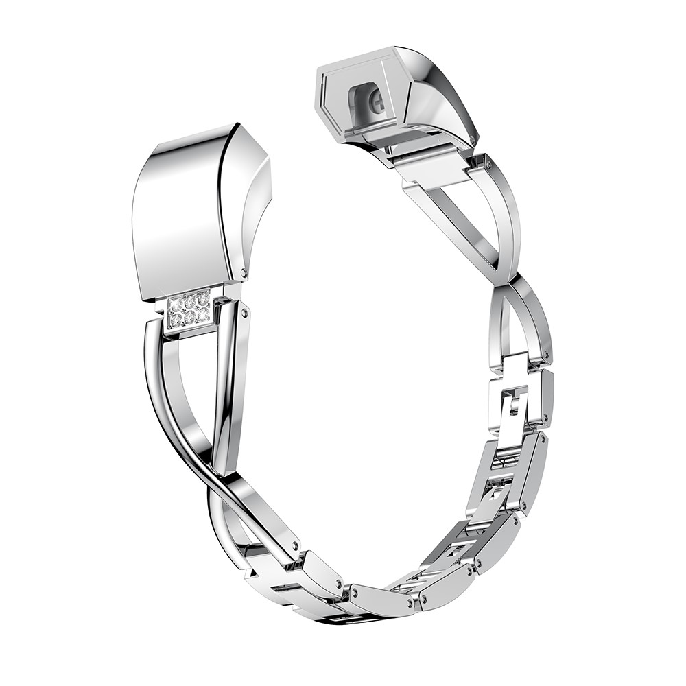 X-Form Strass Dekor Legierung Uhrenarmband Ersatz Für Fitbit Alta HR - Silber--1