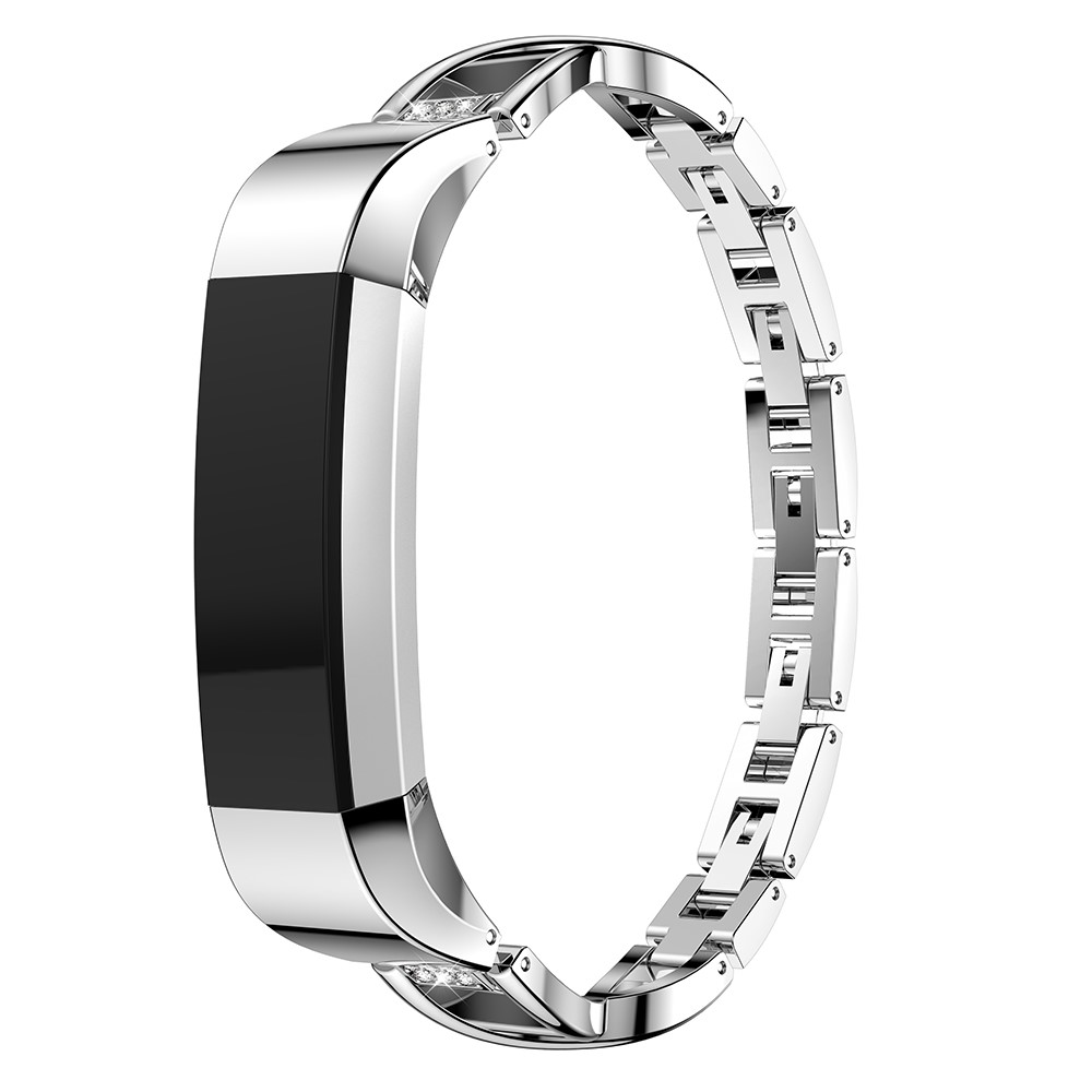 X-Form Strass Dekor Legierung Uhrenarmband Ersatz Für Fitbit Alta HR - Silber--3