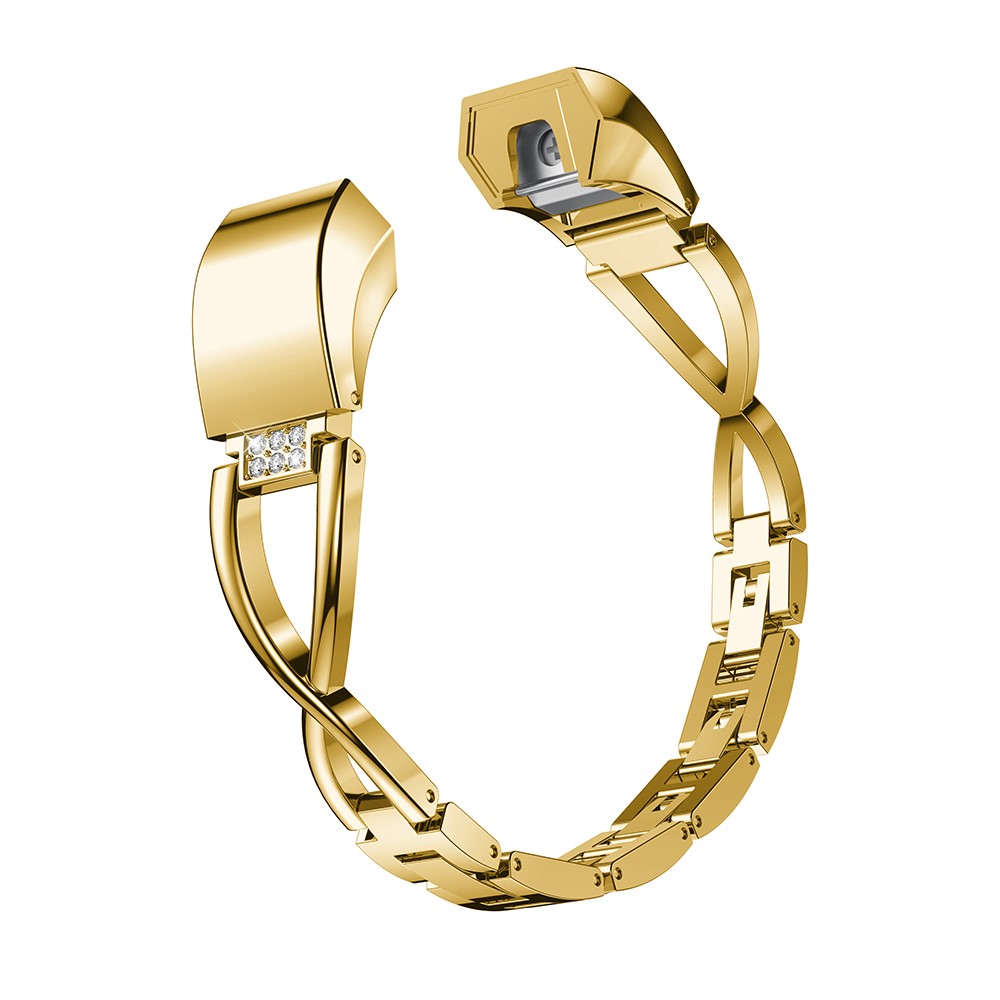 X-Form Strass Dekor Legierung Uhrenarmband Für Fitbit Alta HR - Gold-1