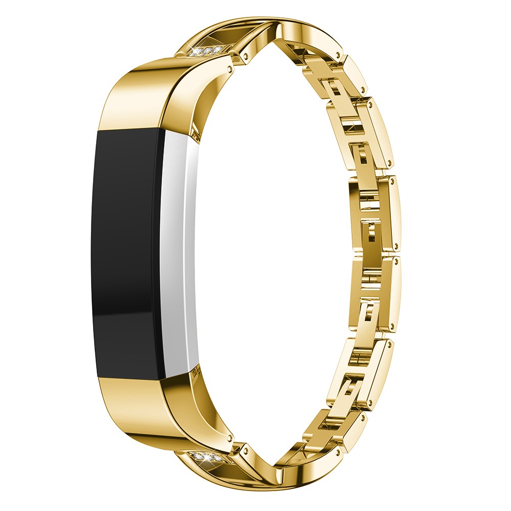 X-Form Strass Dekor Legierung Uhrenarmband Für Fitbit Alta HR - Gold-3