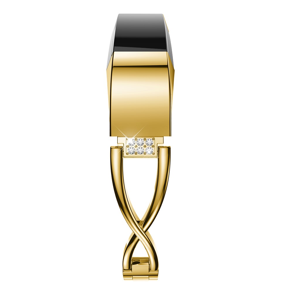 X-Form Strass Dekor Legierung Uhrenarmband Für Fitbit Alta HR - Gold-4