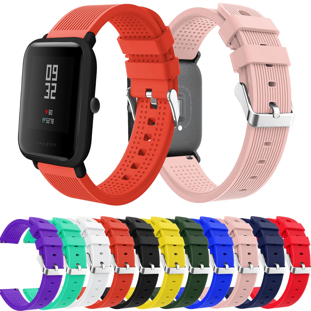 A Testa Enruga A Recolocação Macia Da Correia De Relógio Do Silicone Da Textura Para O Relógio Do Amazfit Do Huami - Rosa-4