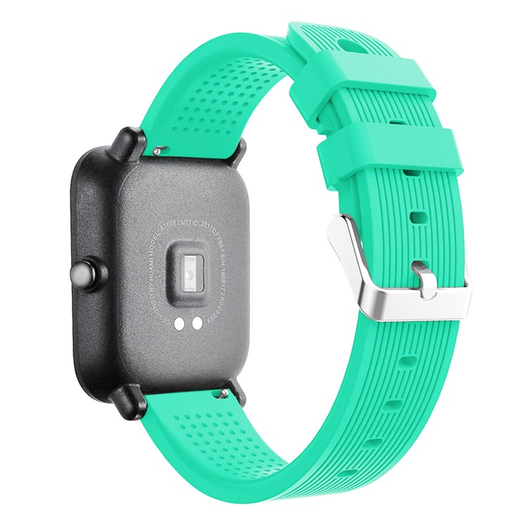 20mm Testa Enrugamentos Textura Suave Silicone Pulseira Pulseira Substituição Para Huami Amazfit Assistir Edição Juvenil - Ciano