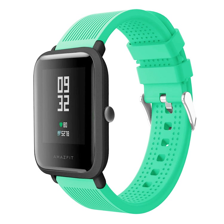 Forehead Wrinkles Texture Soft Silicone Wristwatch Strap Replacement for Huami Amazfit Watch Youth Edition - Cyan-3