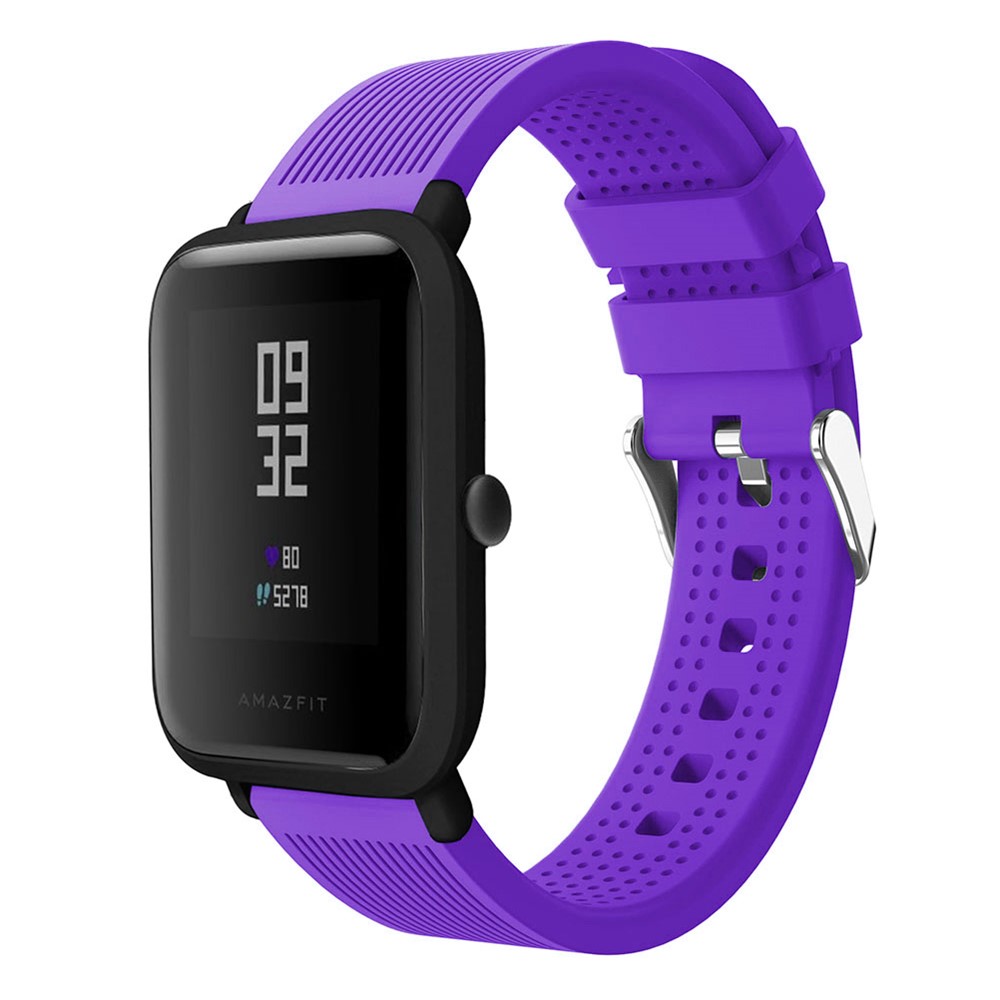 Forehead Wrinkles Texture Flexible Soft Silicone Watch Strap Replacement for Huami Amazfit Watch Youth Edition - Purple-3