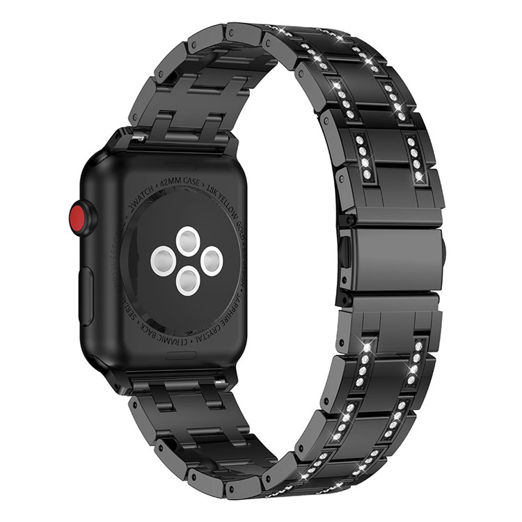 H-shape Rhinestone Decor Alloy Watch Band for Apple Watch Series 3/2/1 42mm - Black-1