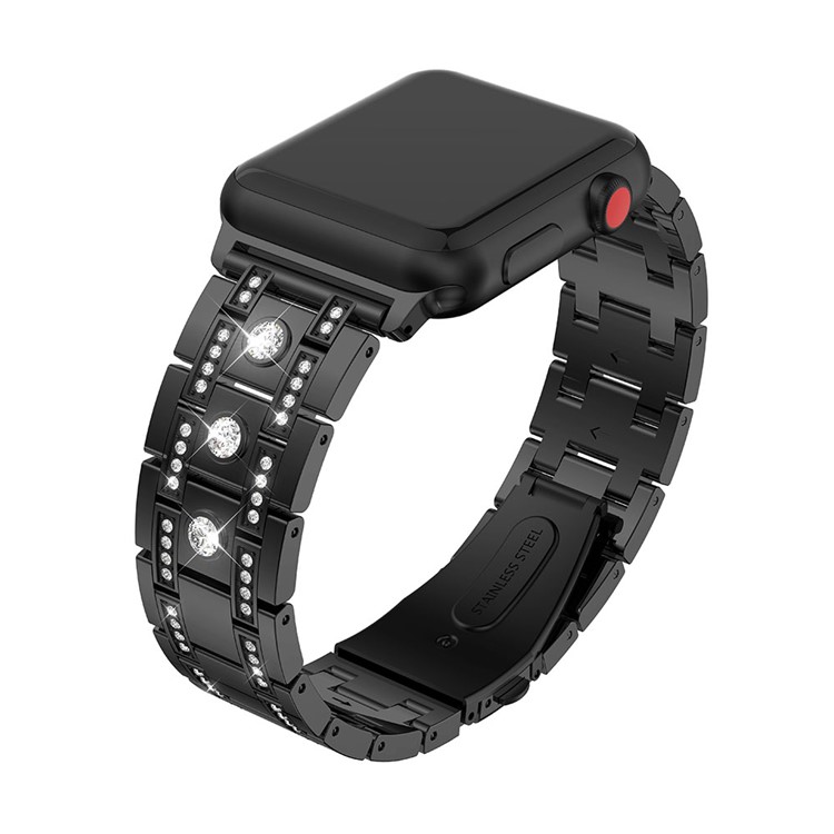 H-shape Rhinestone Decor Alloy Watch Band for Apple Watch Series 3/2/1 42mm - Black-2