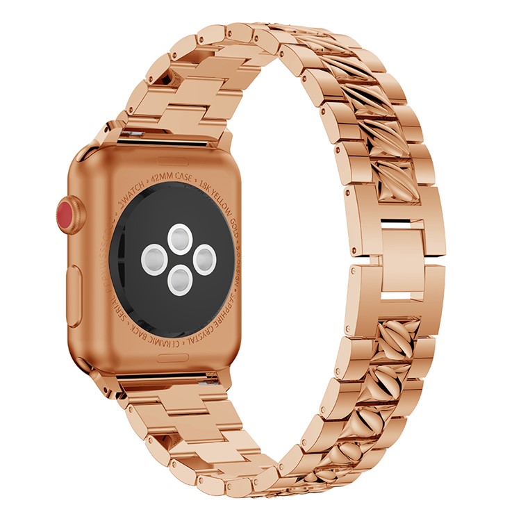 Stylish Rhinestone Decor Alloy Wrist Watch Band for Apple Watch Series 4 44mm, Series 3 / 2 / 1 42mm - Rose Gold-1