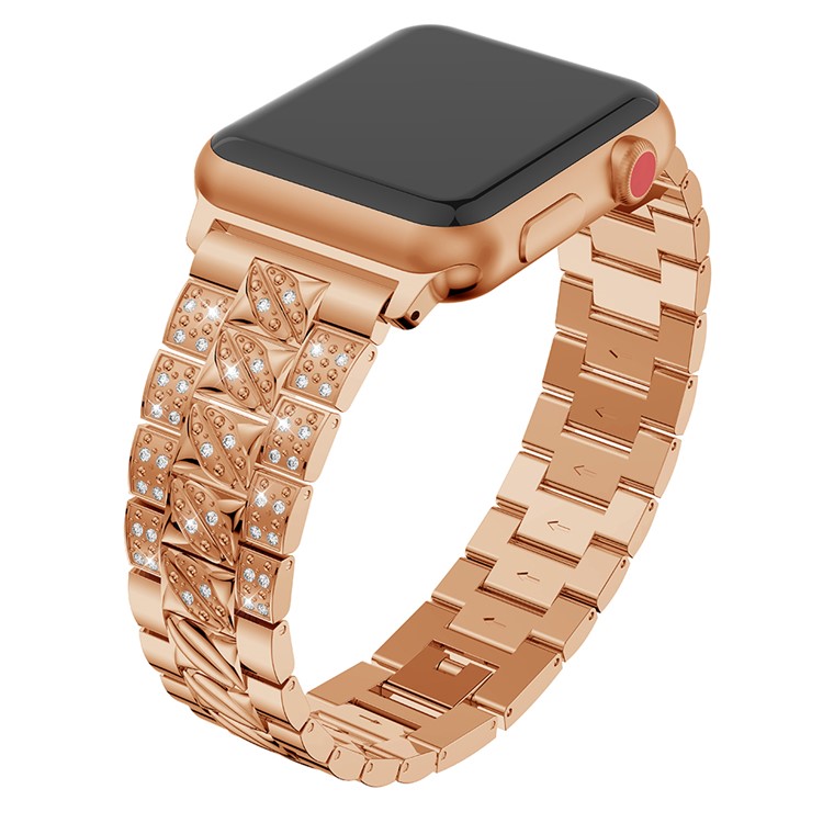 Stylish Rhinestone Decor Alloy Wrist Watch Band for Apple Watch Series 4 44mm, Series 3 / 2 / 1 42mm - Rose Gold-2