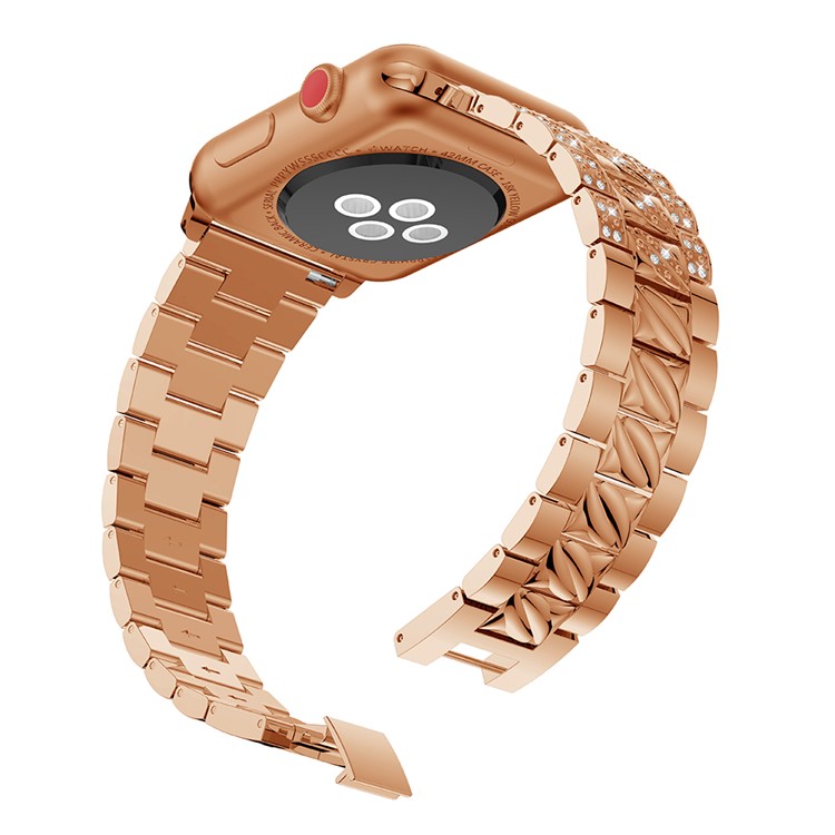 Stylish Rhinestone Decor Alloy Wrist Watch Band for Apple Watch Series 4 44mm, Series 3 / 2 / 1 42mm - Rose Gold-4