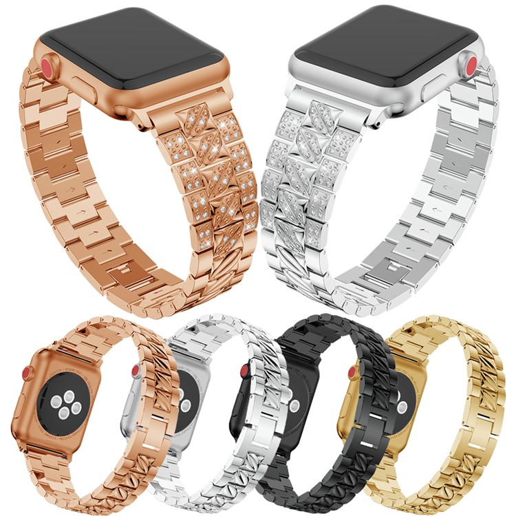 Stylish Rhinestone Decor Alloy Wrist Watch Band for Apple Watch Series 4 44mm, Series 3 / 2 / 1 42mm - Rose Gold-6