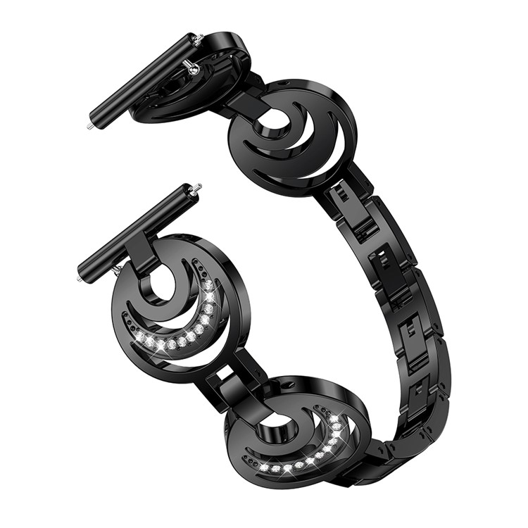 Cinta De Relógio De Liga De Diamante Cintilante Com Adaptadores De Terminais Para Fitbit Versa - Preto-4
