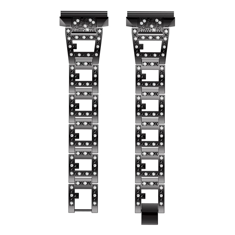 Stud Link Rhinestone Decor Alloy Watch Band for Fitbit Versa - Black-2