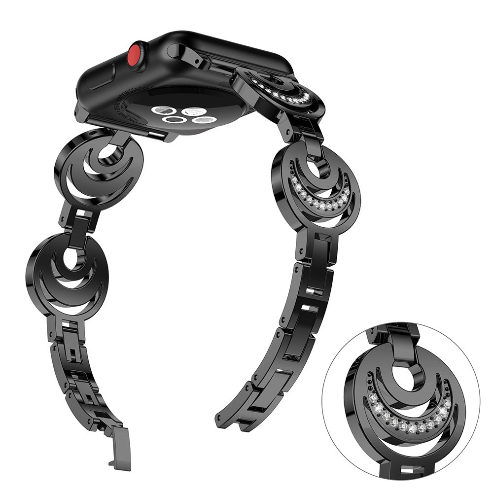 Funkelnde Strass Legierung Uhrenarmband Für Apple Watch Serie 3 / 2 / 1 42mm - Schwarz-2
