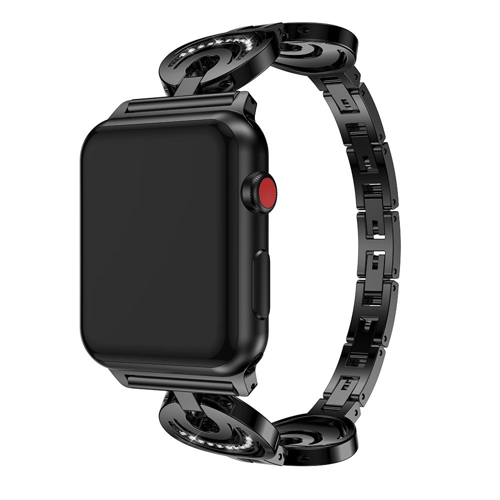 Funkelnde Strass Legierung Uhrenarmband Für Apple Watch Serie 3 / 2 / 1 42mm - Schwarz-3