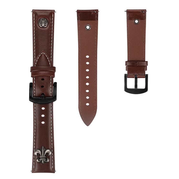 

Top Layer Cowhide Leather Watch Strap Replacement for Fitbit Versa - Coffee, Fitbit Versa