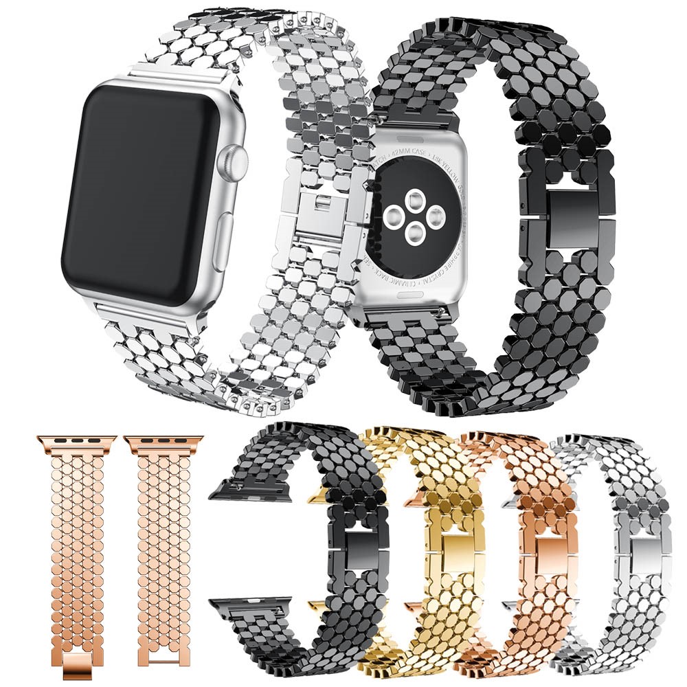 Cinturino Cinturino Per Orologio Modello Apple Poligono 3/2/1 42 mm - Nero-6