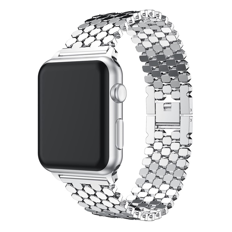 Polygon Pattern Watchband Strap for Apple Watch Series 3/2/1 42mm - Silver-1