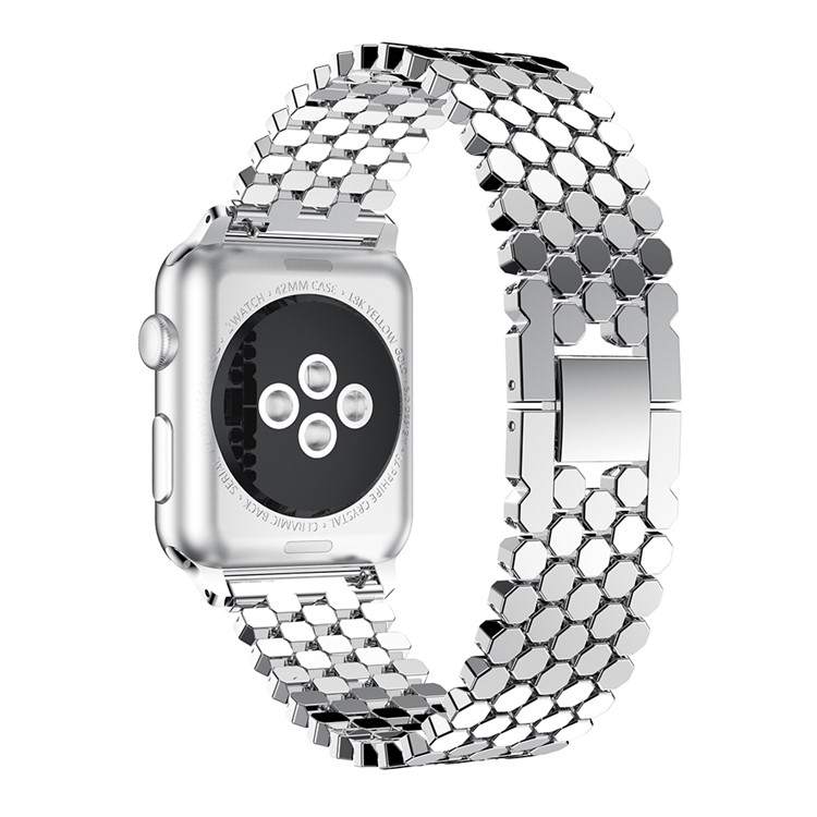 Polygon Pattern Watchband Strap for Apple Watch Series 3/2/1 42mm - Silver-2