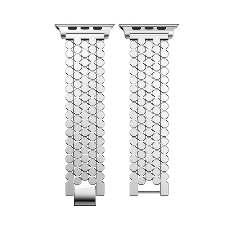 Polygon Pattern Watchband Strap for Apple Watch Series 3/2/1 42mm - Silver-4