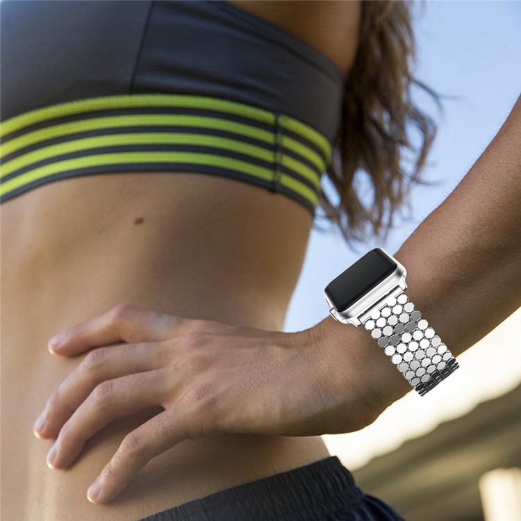 Polygon Pattern Watchband Strap for Apple Watch Series 3/2/1 42mm - Silver-5