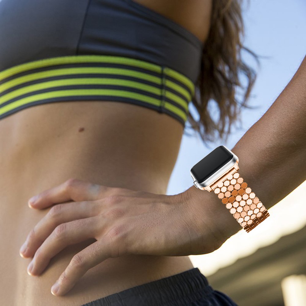 Polygon Pattern Watch Strap Band for Apple Watch Series 3/2/1 42mm - Rose Gold-5