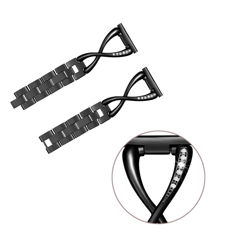 X Shape Metal Watch Band Strap for Fitbit Versa - Black-1