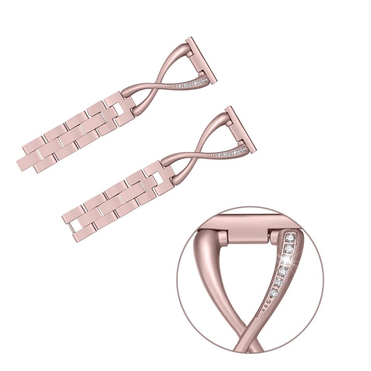 X Shape Metal Watch Strap for Fitbit Versa - Rose Gold-1