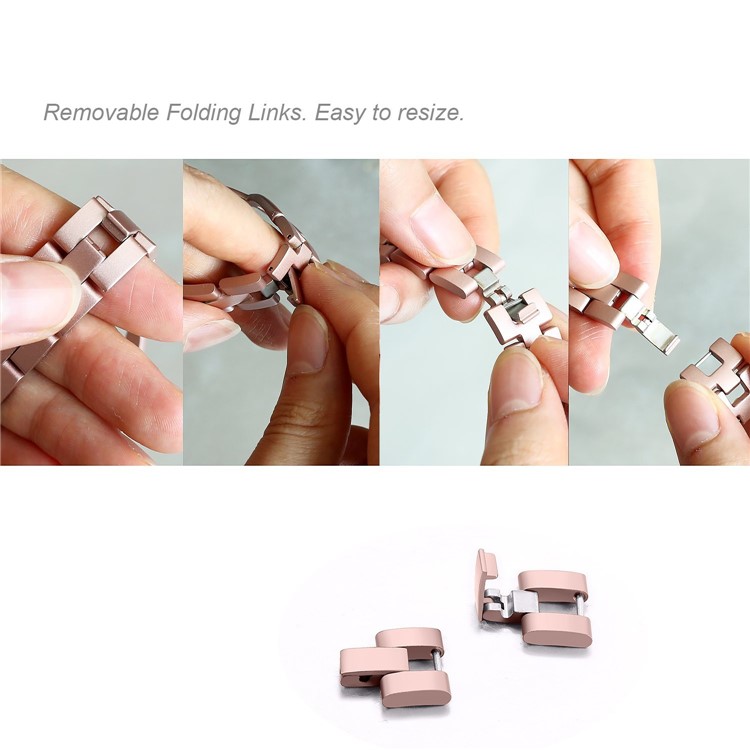 X Shape Metal Watch Strap for Fitbit Versa - Rose Gold-3