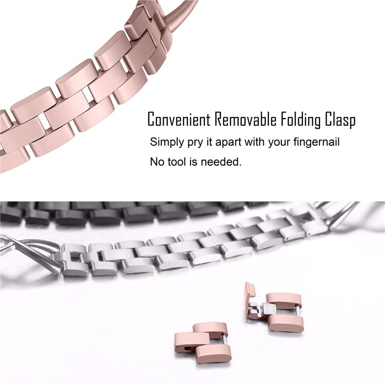 X Shape Metal Watch Strap for Fitbit Versa - Rose Gold-5