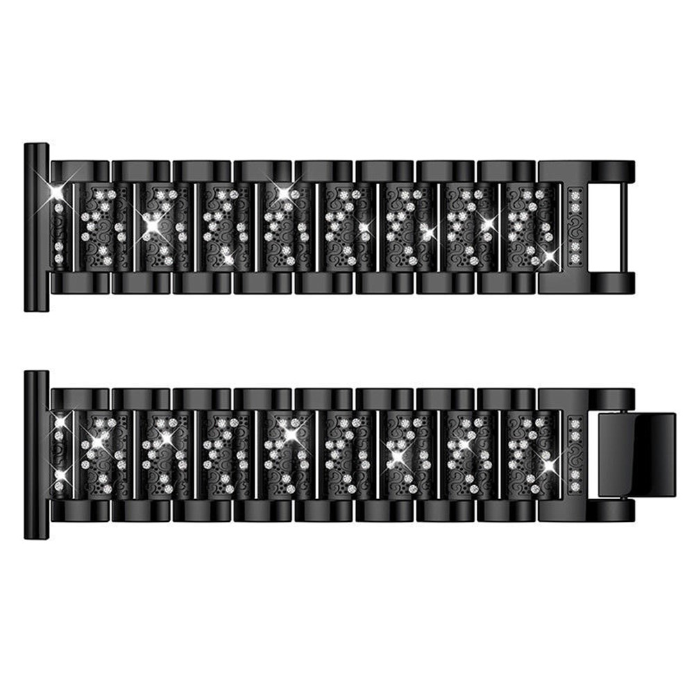 Cinturino Per Cinturino In Metallo Decorato Con Strass Per Fitbit Versa - Nero-2