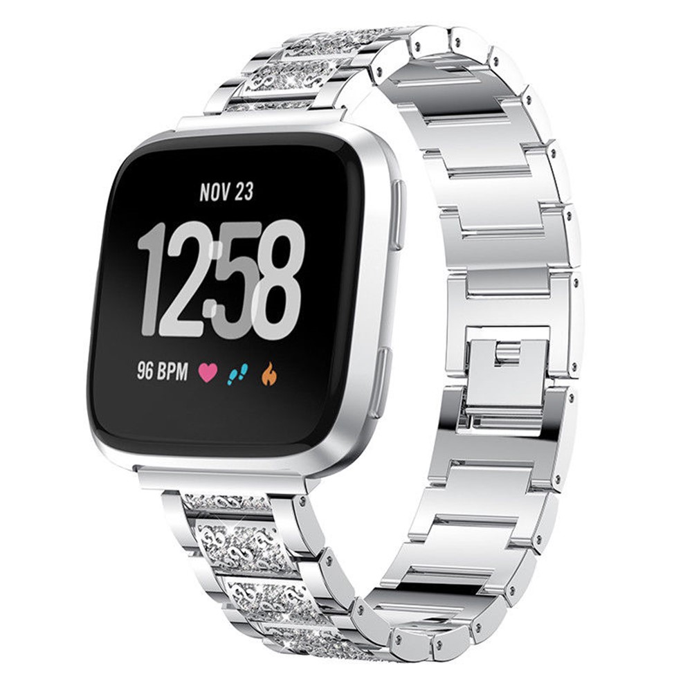 Sostituzione Cinturino Cinturino Per Cinturino In Metallo Con Strass Per Fitbit Versa - Argento-2